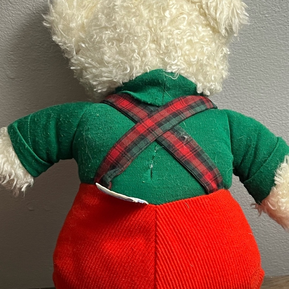 Vintage OshKosh B'gosh Teddy Bear with Holiday Red Overalls Eden Toys - Picture 12 of 14